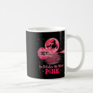 I oktober Bära Rosa Ribbon Halloween Witch Bre Kaffemugg