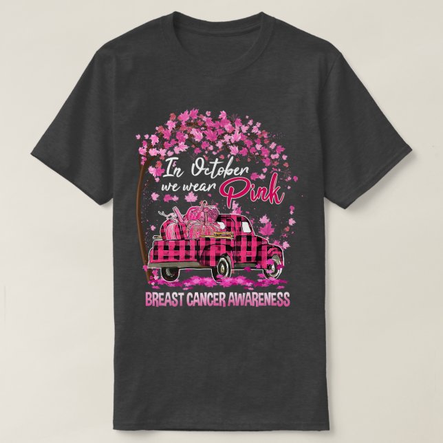 I oktober Bära Rosa Ribbon Lastbil Leopard Breas T Shirt (Design framsida)