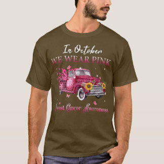 I oktober Bära Rosa Ribbon Leopard Lastbil Breas T Shirt