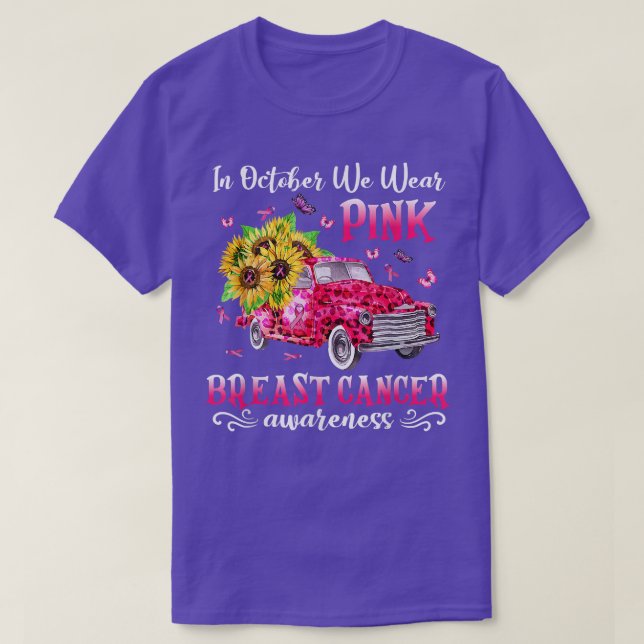 I oktober Bära Rosa Ribbon Leopard Lastbil Breas T Shirt (Design framsida)