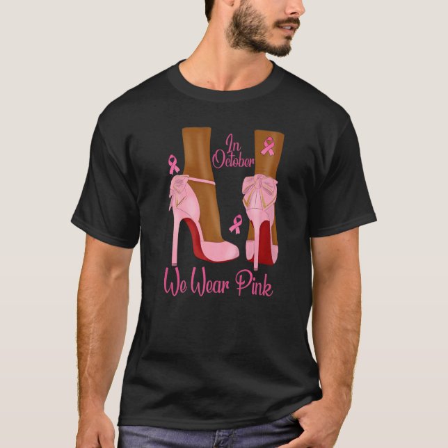 I oktober Bära Rosa Ribbon Melanin Black Queen T Shirt (Framsida)