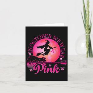 I oktober Bära Rosa Ribbon Witch Halloween Bre Kort