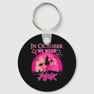 I oktober Bära Rosa Ribbon Witch Halloween Bre Nyckelring