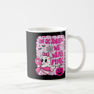 I oktober Bära Rosa Shirt Ghost Breast Cancer Kaffemugg