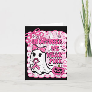I oktober Bära Rosa Shirt Ghost Breast Cancer Kort
