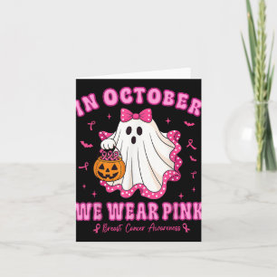 I oktober Bära Rosa Shirt Ghost Breast Cancer Kort
