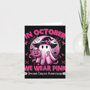 I oktober Bära Rosa Shirt Ghost Breast Cancer Kort