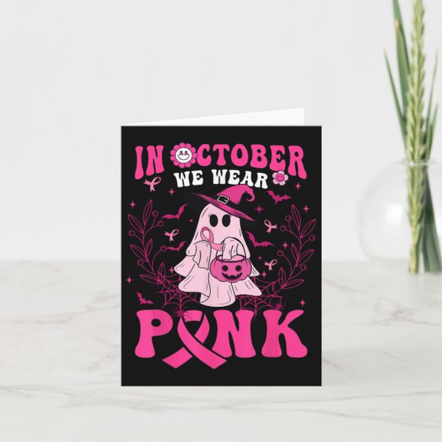 I oktober Bära Rosa Shirt Ghost Halloween Brea Kort (Framsida)