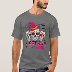 I oktober Bära Rosa Sugar Skull Halloween Brea T Shirt