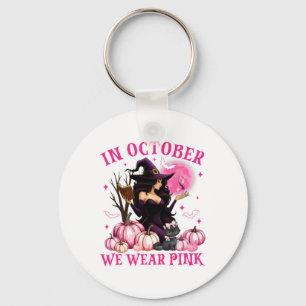I oktober Bära Rosa Witch Breast Cancer Awaren Nyckelring