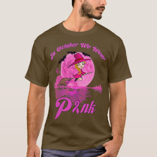 I oktober Bära Rosa Witch Breast Cancer Awaren T Shirt