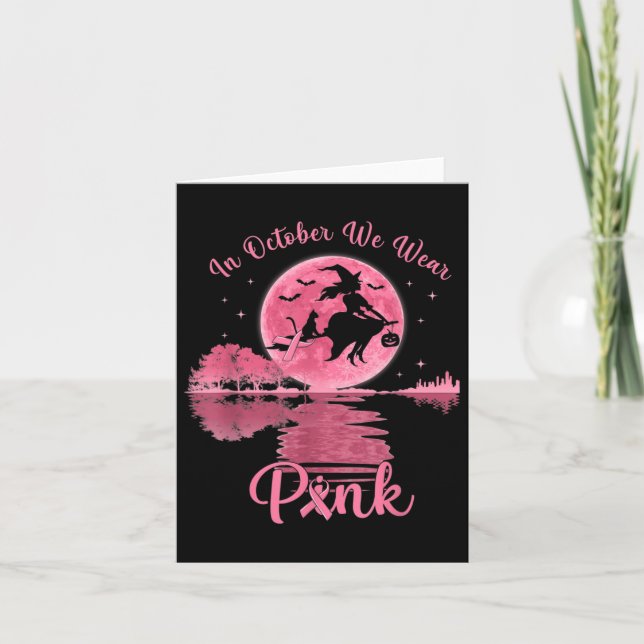 I oktober Bära Rosa Witch Breast Cancer Hallow Kort (Framsida)