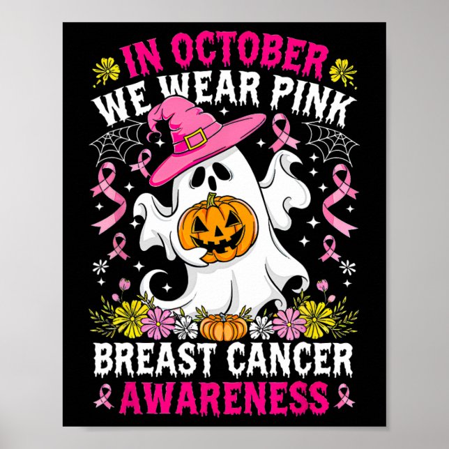 I oktober Bära Rosa Witch Ghost Pumpkin Breast Poster (Framsidan)