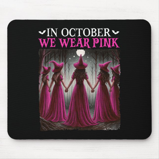 I oktober Bära Rosa Witch Halloween Breast Can Musmatta (Framsidan)