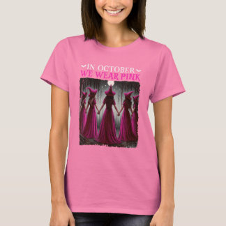 I oktober Bära Rosa Witch Halloween Breast T Shirt