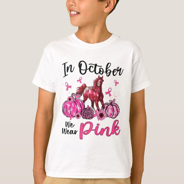 I oktober Bära vi Rosa Horse Pumpkin Leopard Brea T Shirt (Framsida)