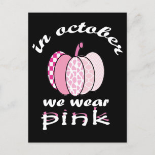 I oktober bära vi rosa pumpkin meddelande vykort