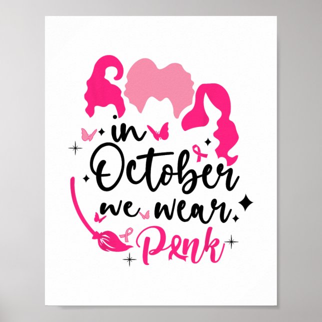I oktober bära vi rosa ribbon häxhalloween bre poster (Framsidan)