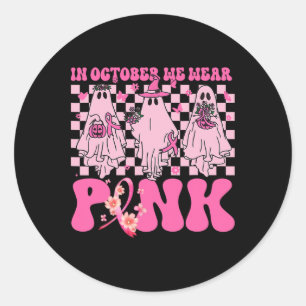 I oktober Bära vi Rosa Spöken för bröstcancer W Runt Klistermärke