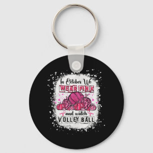 I oktober bära vi rosa Volleyball Breast Cancer A Nyckelring