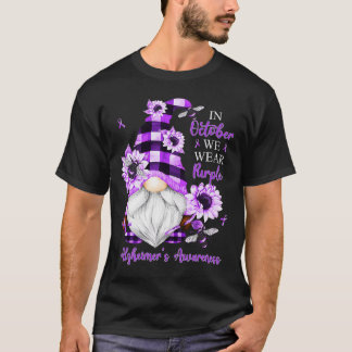 I oktober Bäror vi Lila Gnomes Alzheimer Awarene T Shirt