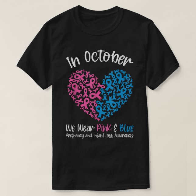 I oktober Bäror vi Rosa Blue Gravid Spädbarnsförlu T Shirt (Design framsida)