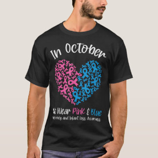 I oktober Bäror vi Rosa Blue Gravid Spädbarnsförlu T Shirt