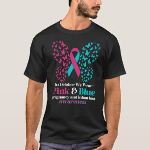 I oktober Bäror vi Rosa Blue Gravid Spädbarnsförlu T Shirt