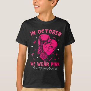 I oktober Bäror vi Rosa Boxing Glove Breast Cancer T Shirt