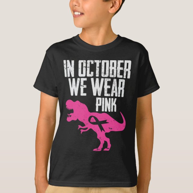 I oktober Bäror vi Rosa Breast Cancer Awareness Bo T Shirt (Framsida)