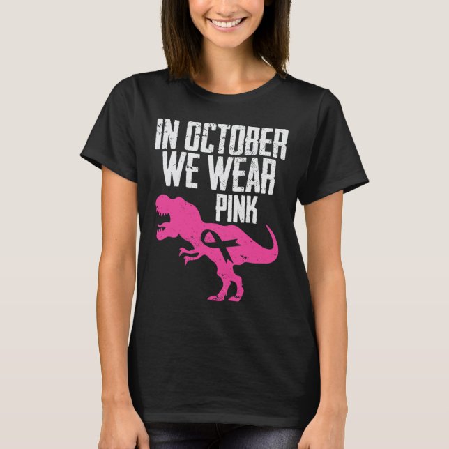 I oktober Bäror vi Rosa Breast Cancer Awareness Bo T Shirt (Framsida)