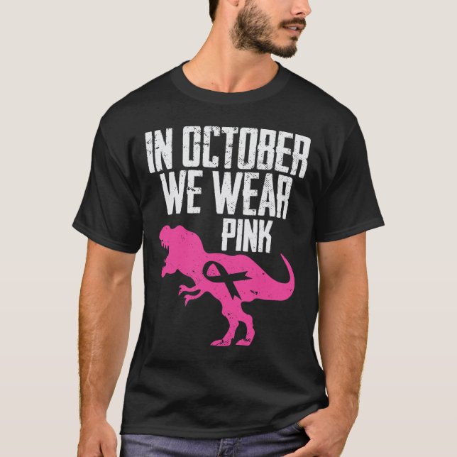 I oktober Bäror vi Rosa Breast Cancer Awareness Bo T Shirt (Framsida)