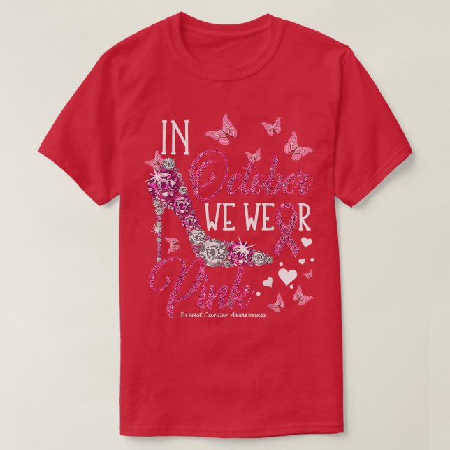 I oktober Bäror vi Rosa Breast Cancer Awareness Bu T Shirt (Design framsida)