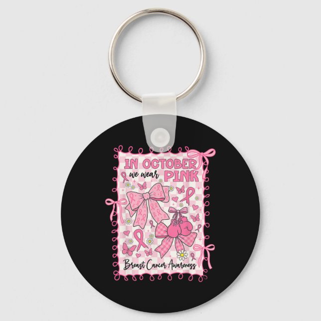I oktober Bäror vi Rosa Breast Cancer Awareness Co Nyckelring (Framsida)