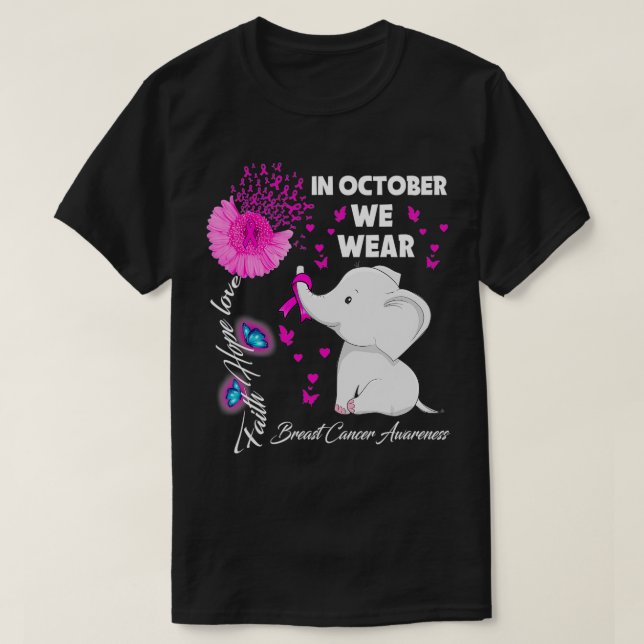 I oktober Bäror vi Rosa Breast Cancer Awareness El T Shirt (Design framsida)