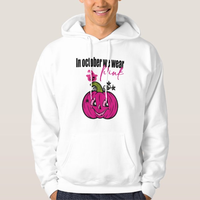 I oktober Bäror vi Rosa Breast Cancer Awareness Hoodie (Framsida)