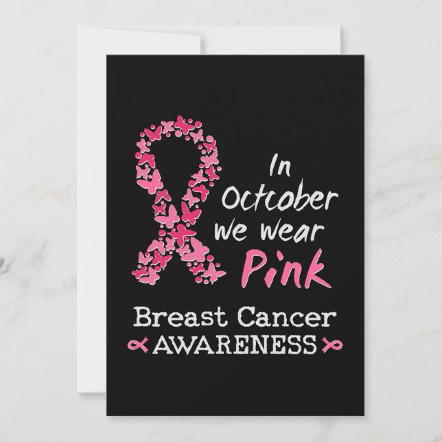 I oktober bäror vi rosa Breast Cancer Awareness Inbjudningar (Framsida)