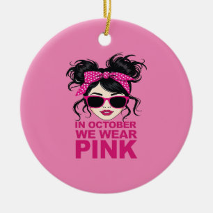 I oktober Bäror vi Rosa Breast Cancer Awareness Julgransprydnad Keramik