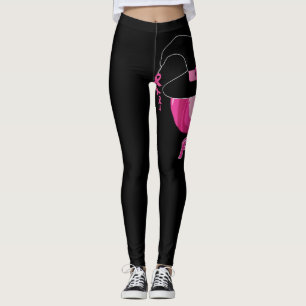 I oktober Bäror vi Rosa Breast Cancer Awareness Leggings