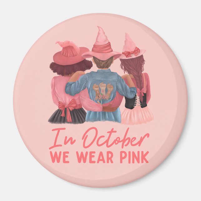 I oktober Bäror vi Rosa Breast Cancer Awareness Magnet (Framsidan)