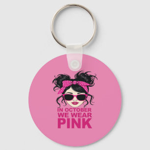 I oktober Bäror vi Rosa Breast Cancer Awareness Nyckelring