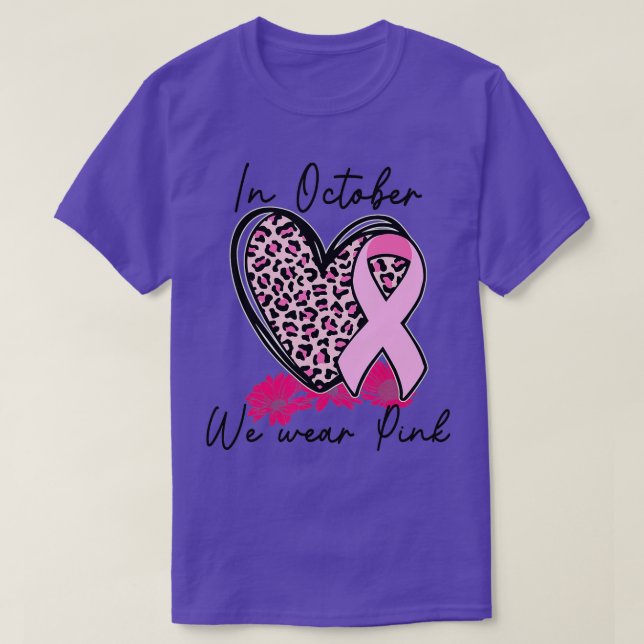 I oktober Bäror vi Rosa Breast Cancer Awareness Ri T Shirt (Design framsida)
