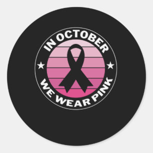 I oktober Bäror vi Rosa Breast Cancer Awareness Runt Klistermärke