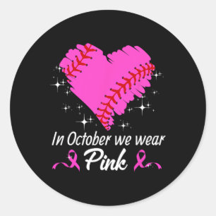 I oktober Bäror vi Rosa Breast Cancer Awareness Runt Klistermärke