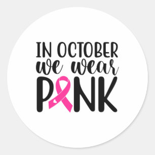 I oktober Bäror vi Rosa Breast Cancer Awareness Su Runt Klistermärke