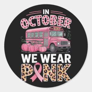 I oktober Bäror vi Rosa Breast Cancer Awareness Su Runt Klistermärke