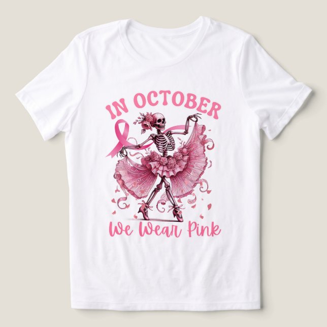 I oktober Bäror vi Rosa Breast Cancer Awareness T Shirt (Design Framsida)