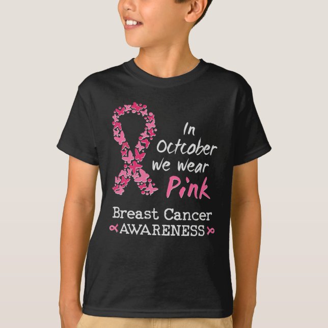 I oktober bäror vi rosa Breast Cancer Awareness T Shirt (Framsida)