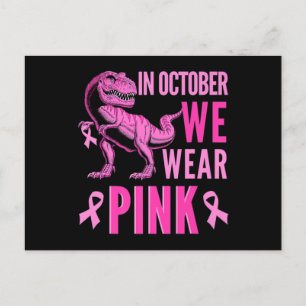 I oktober Bäror vi Rosa Breast Cancer Awareness T- Vykort