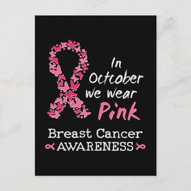 I oktober bäror vi rosa Breast Cancer Awareness Vykort (Framsida)